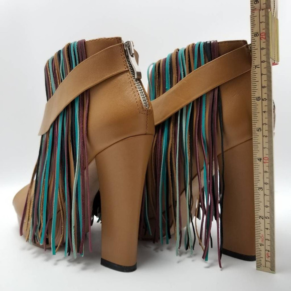 Charm City Sole Womens Fringe Platform Heel Ankle Booties Peep Toe Size 8 - Picture 7 of 12